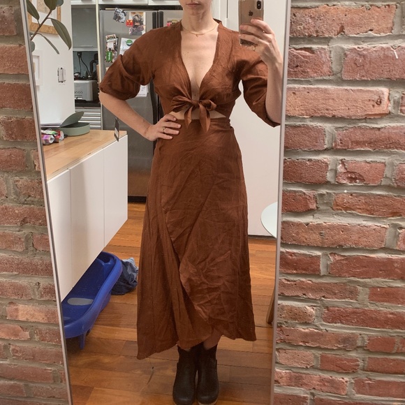 Reformation Crete Dress Size M Toffee - Picture 3 of 3